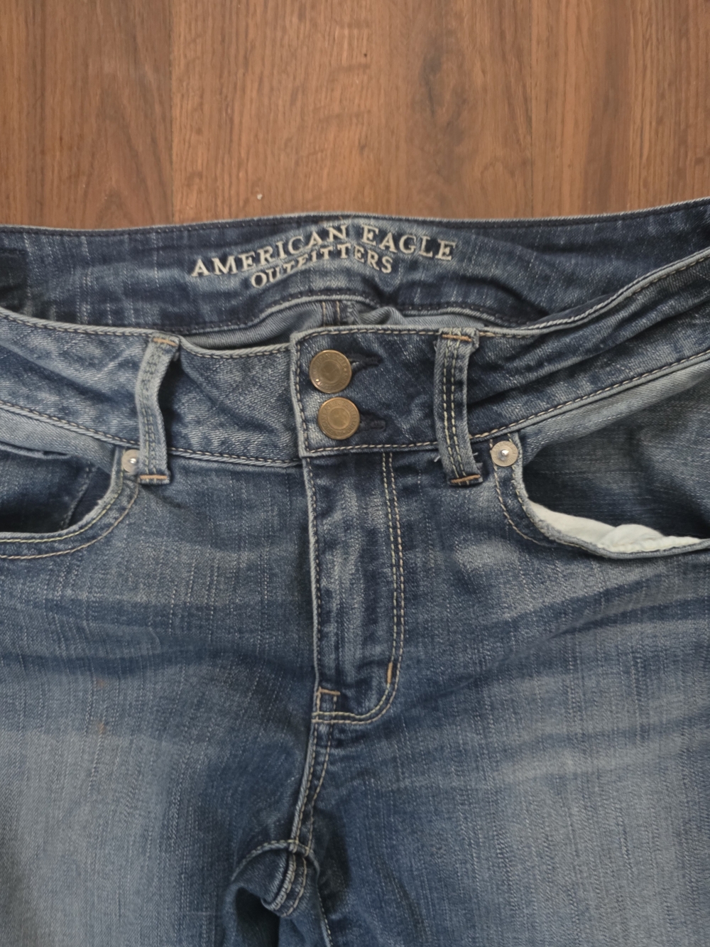 American Eagle Mid Blue Double-Button Jeans